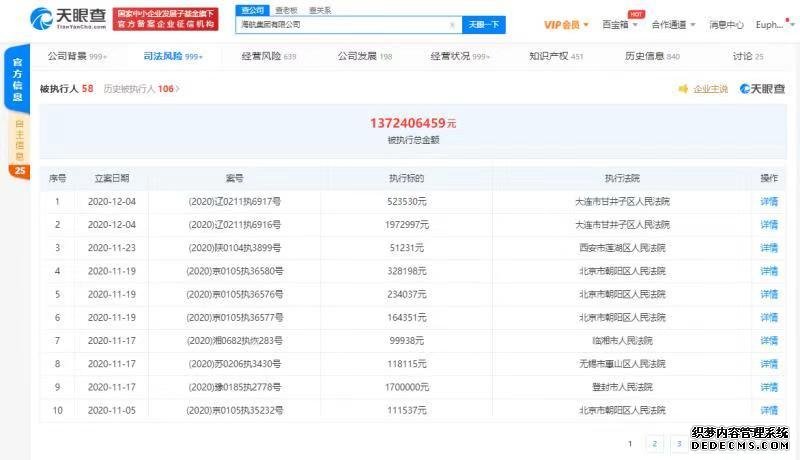 海航集團有限公司再次被列為被執(zhí)行人 被執(zhí)行總金額已超13億元
